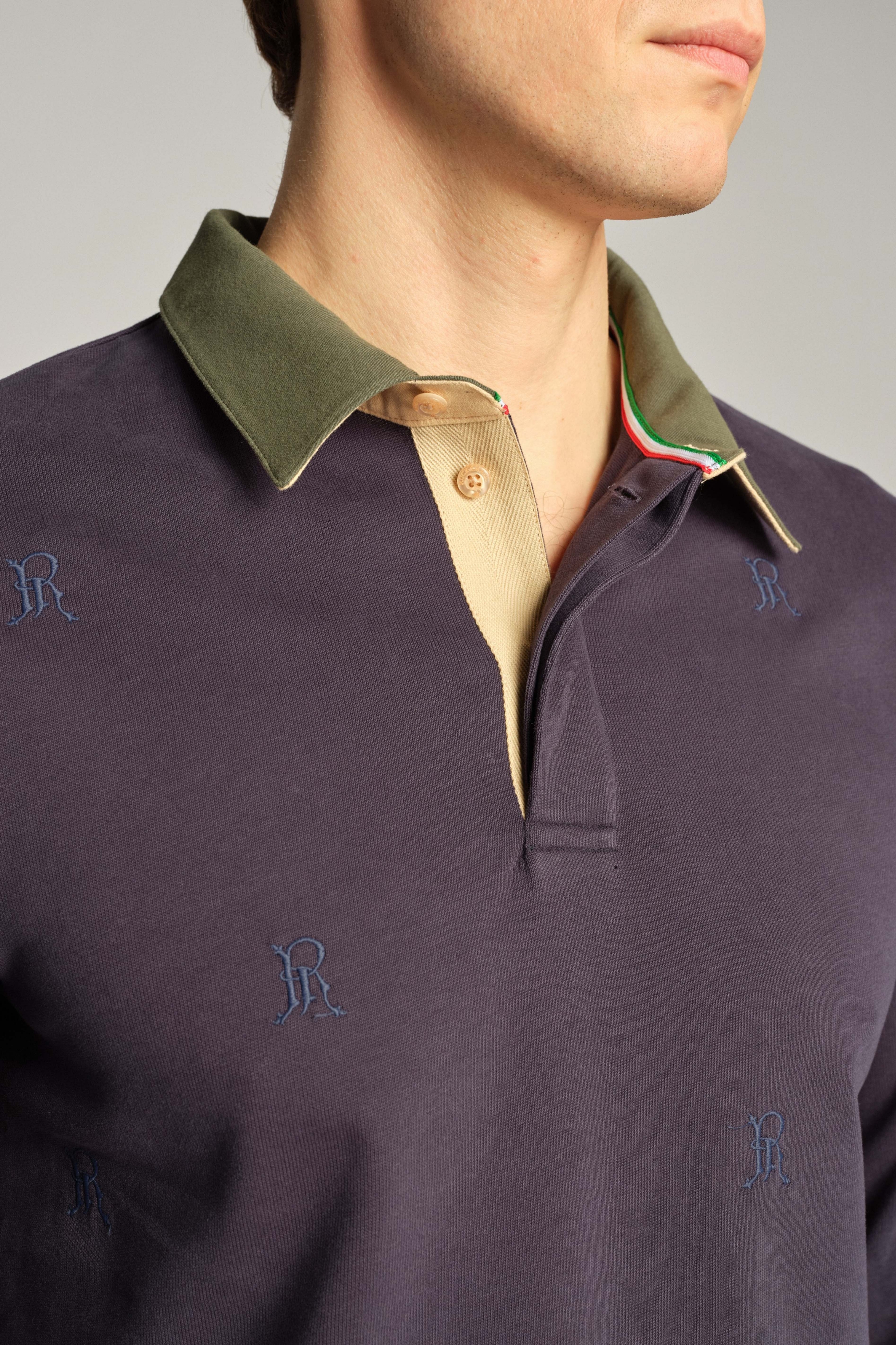 Marineblau Mann Langärmeliges Polo-t-shirt