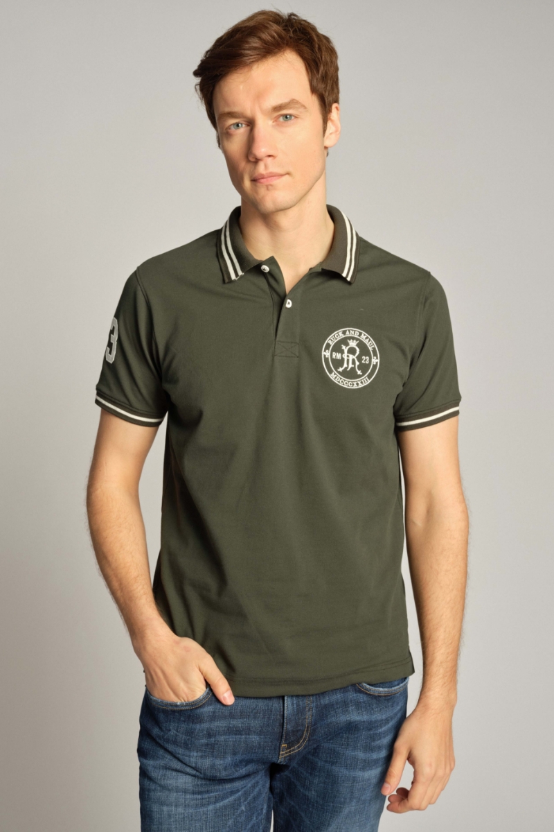 Dunkelgrün Mann Polo-t-shirt