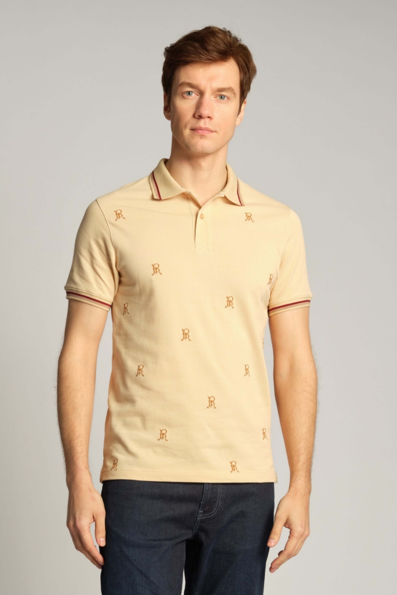 Beiges Men Polo T-shirt 