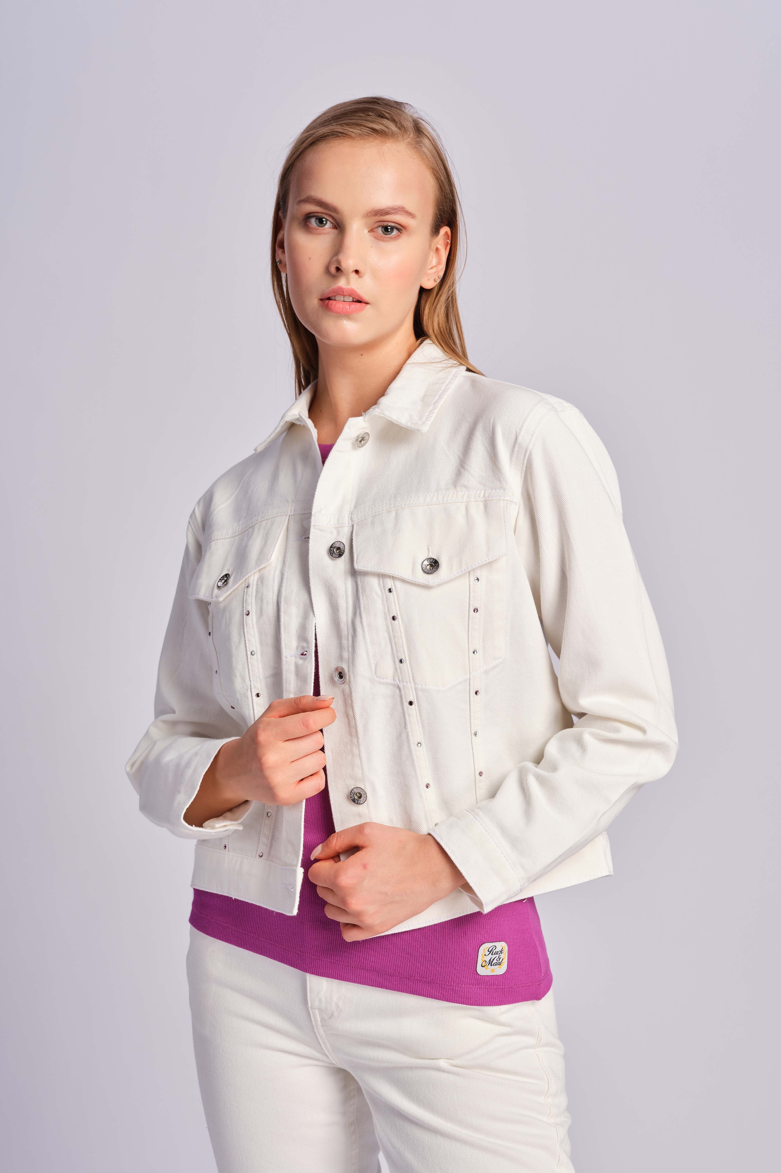 Bianco Donna Giacche İn Denim