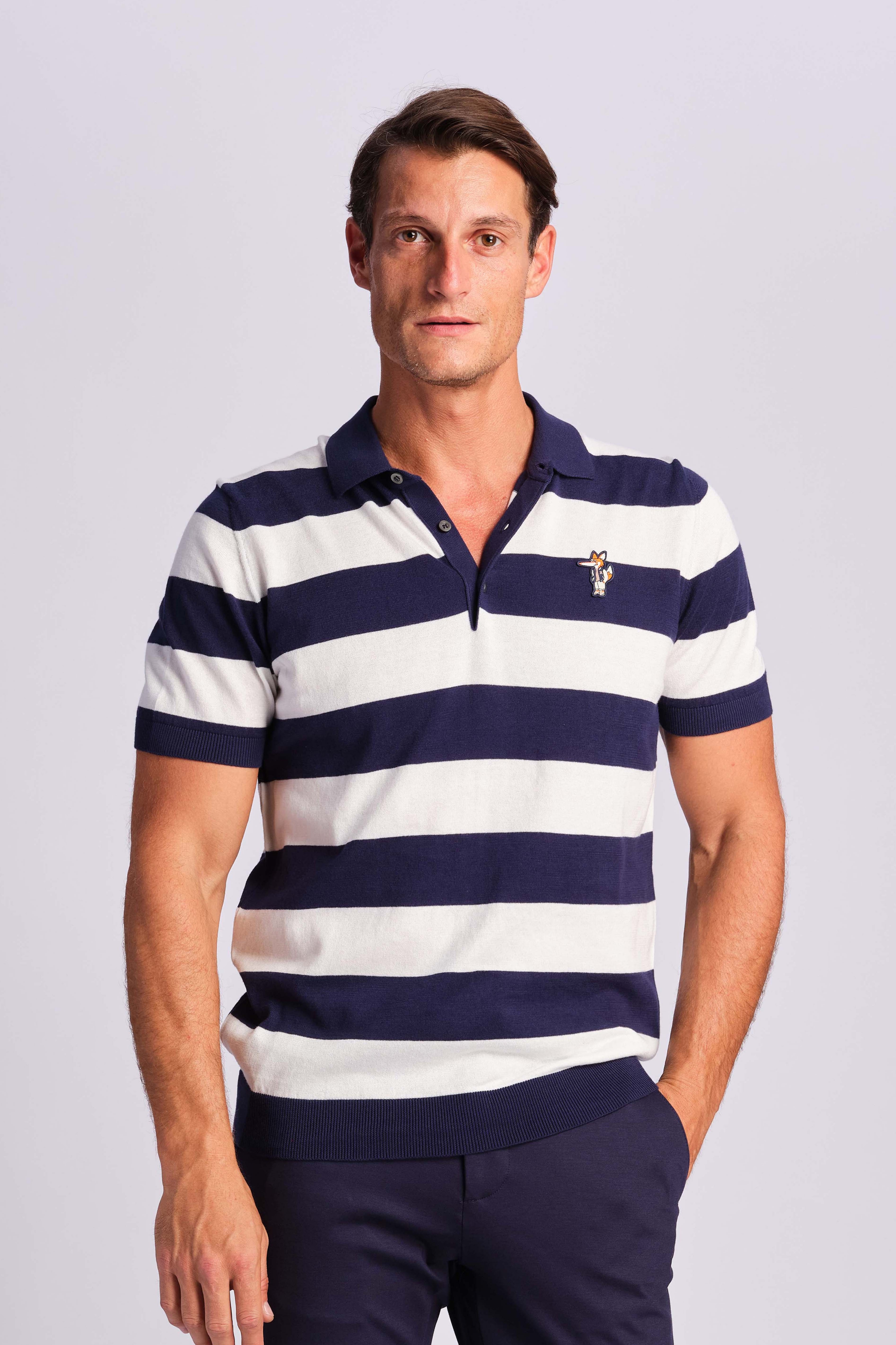 Marineblau Mann Polo-t-shirt