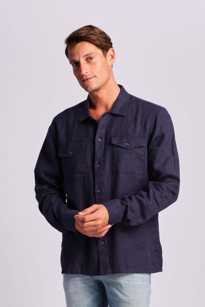 Blu Navy Uomo Camicia Oversize