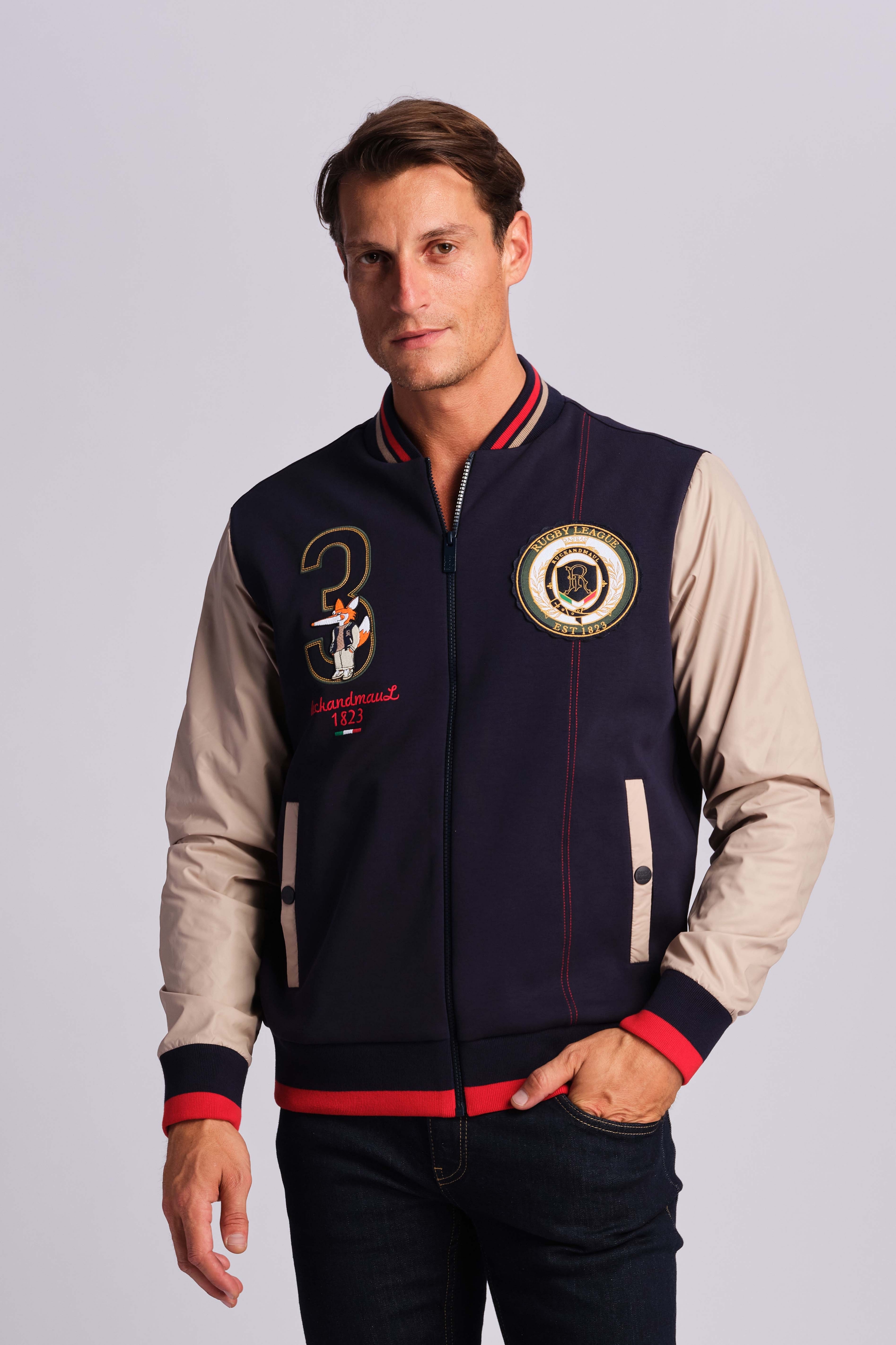 Blu Navy Uomo Giacca Bomber