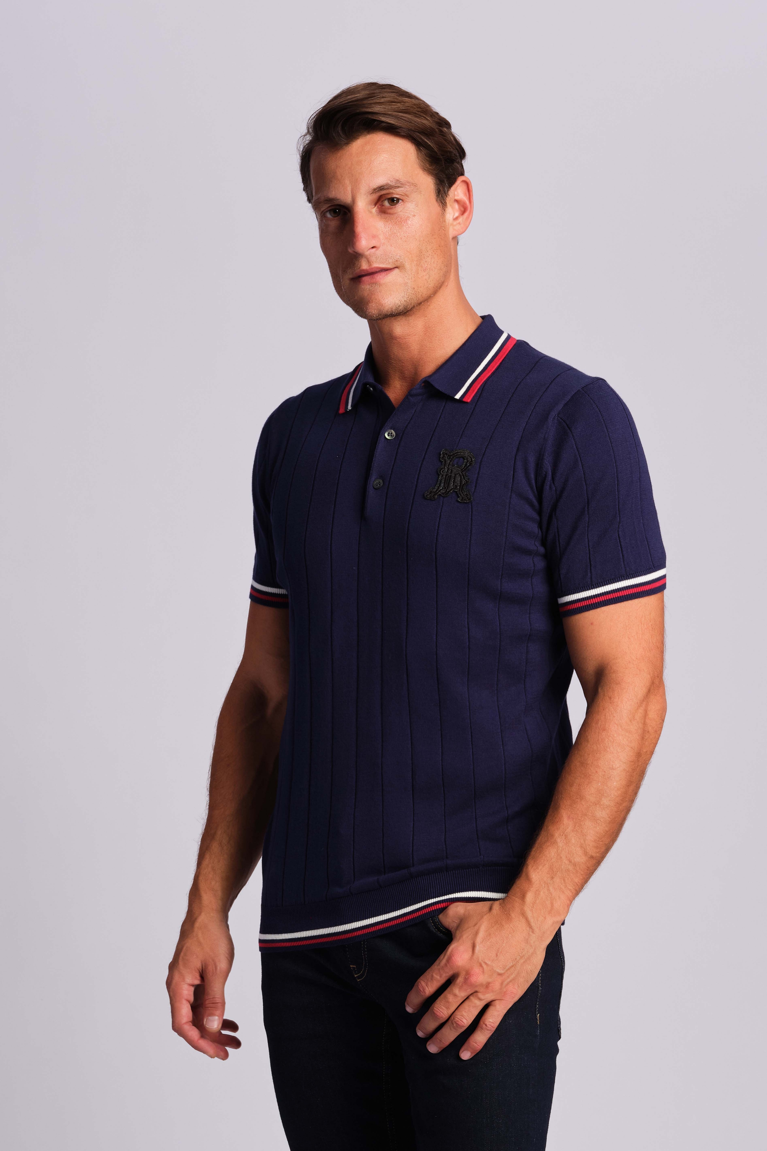 Navy Blue Men Polo T-shirt 