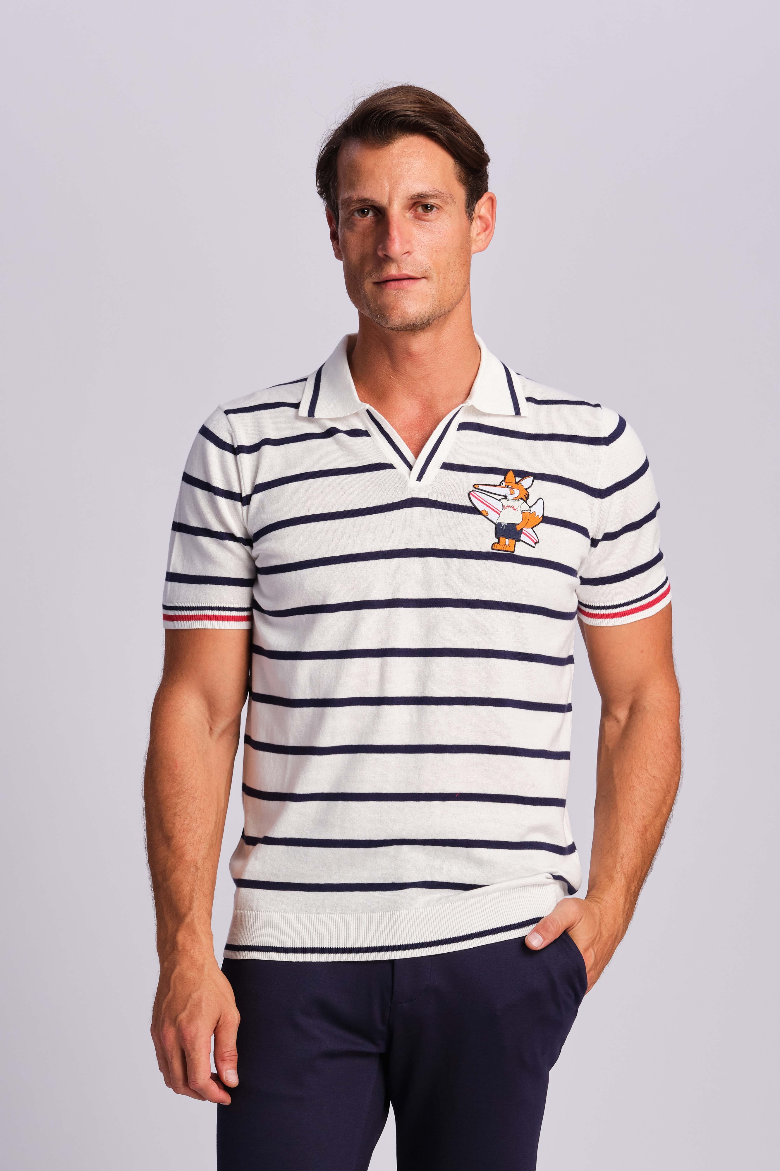 Navy Blue Men Polo T-shirt 