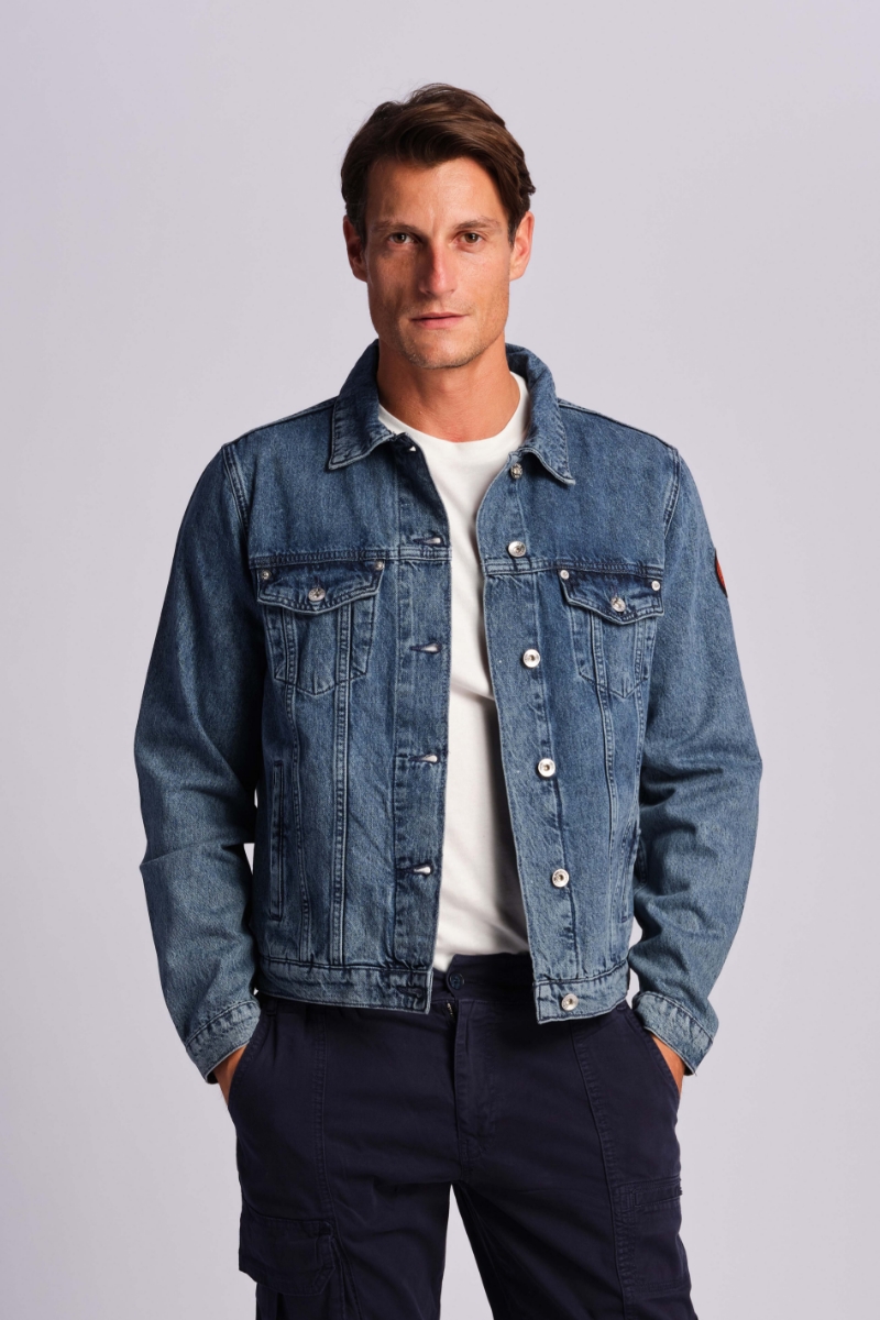 Blau Mann Denim-jacke