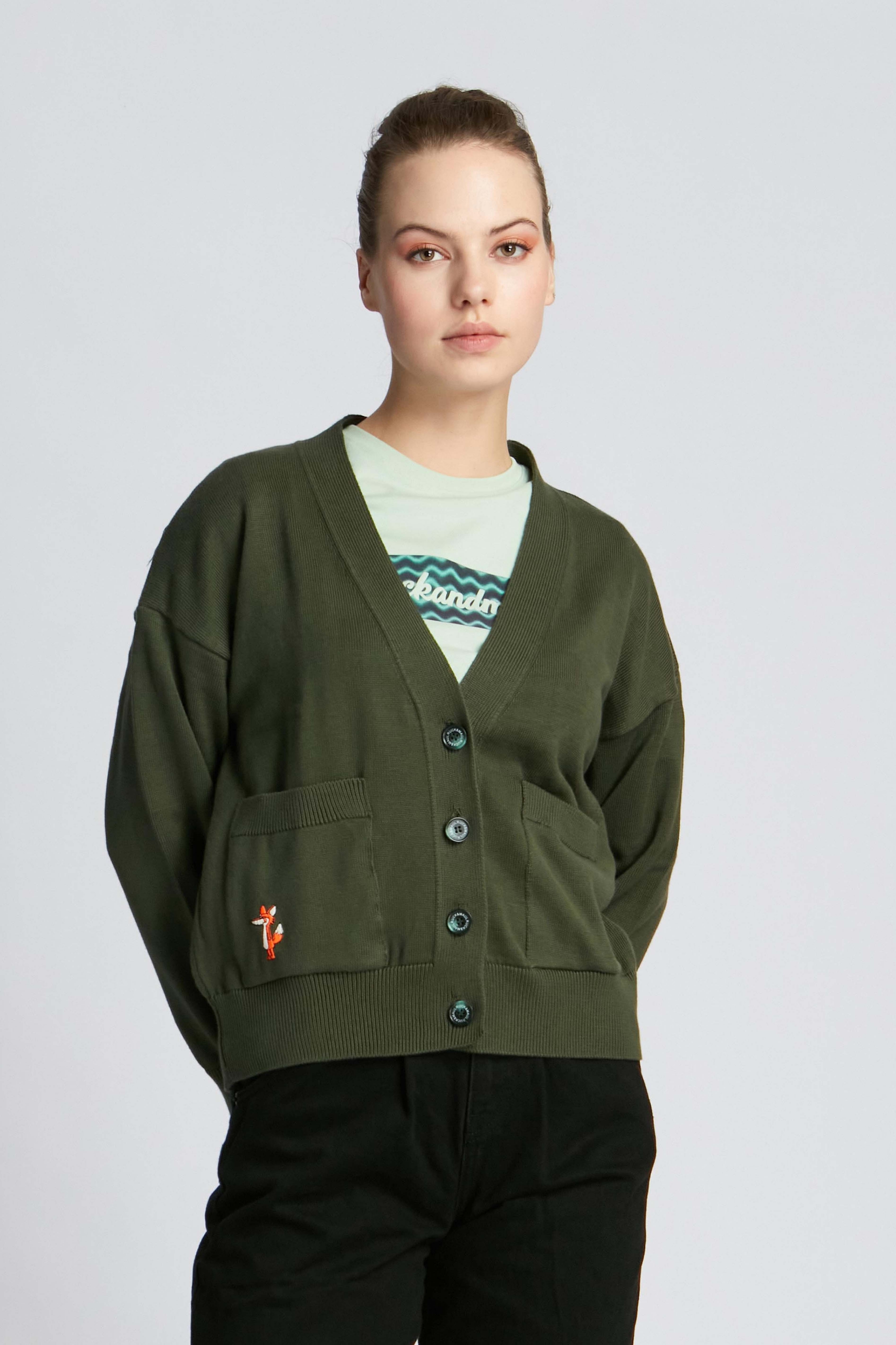 Verde Scuro Donna Cardigan