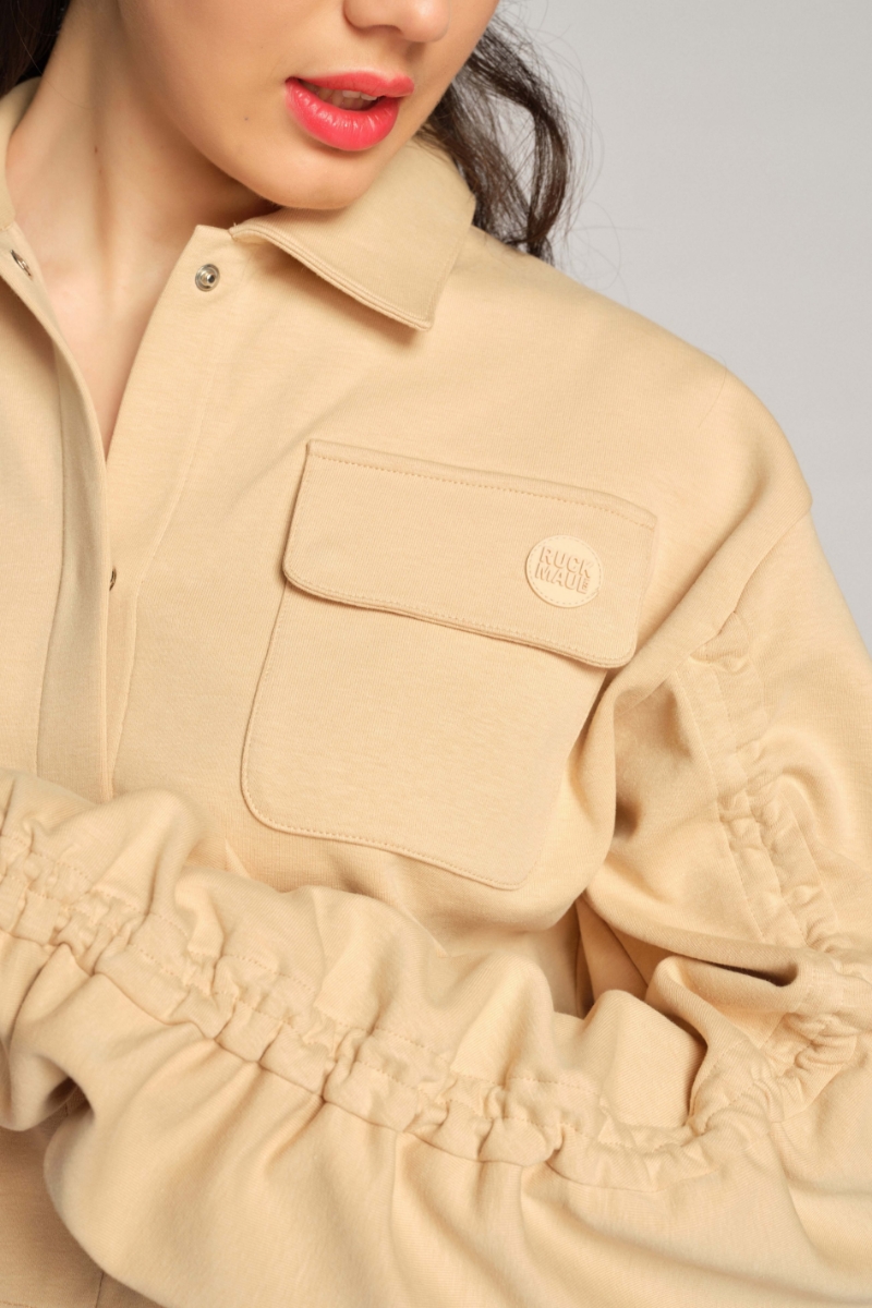 Beige Frau Sweatjacke