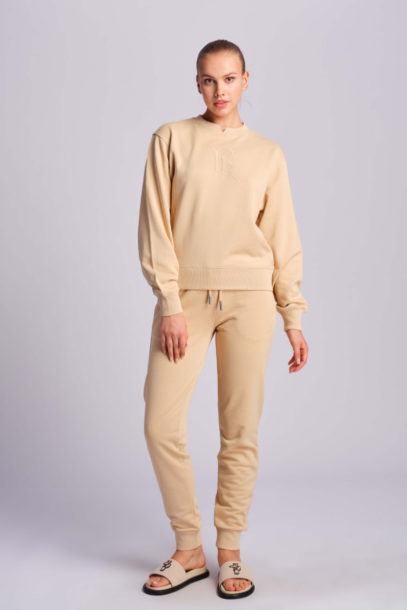 Beige Frau Jogginghose