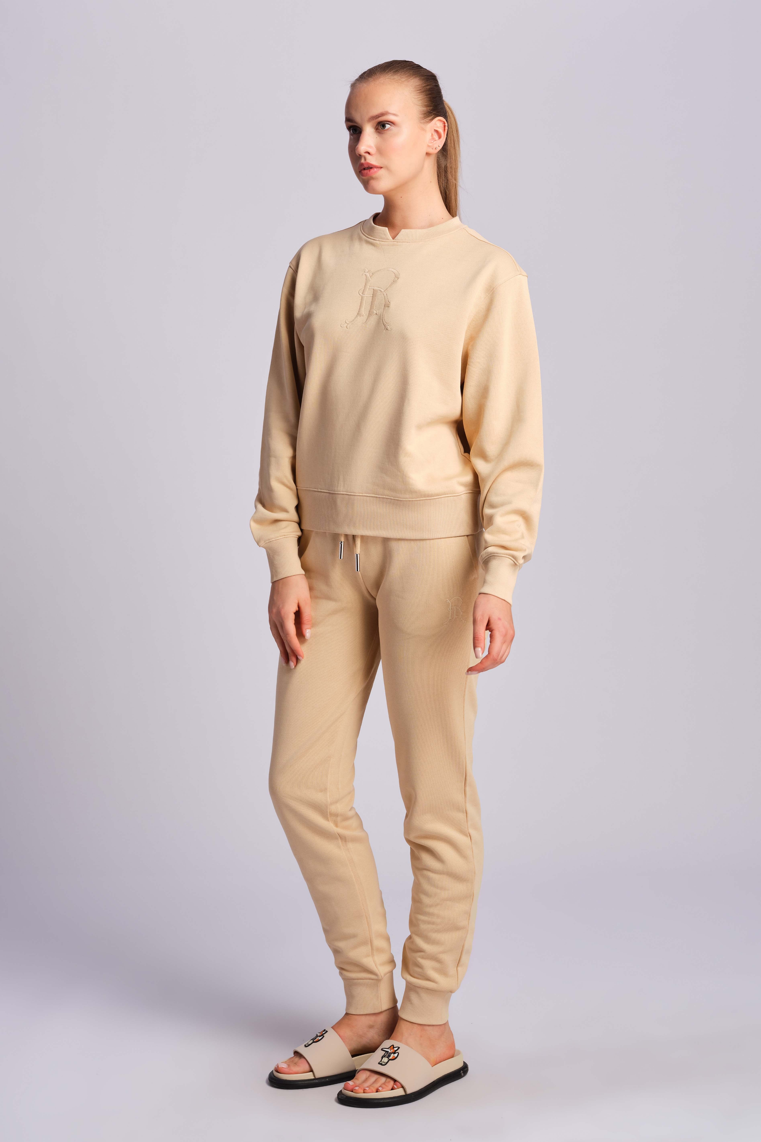 Beige Frau Jogginghose