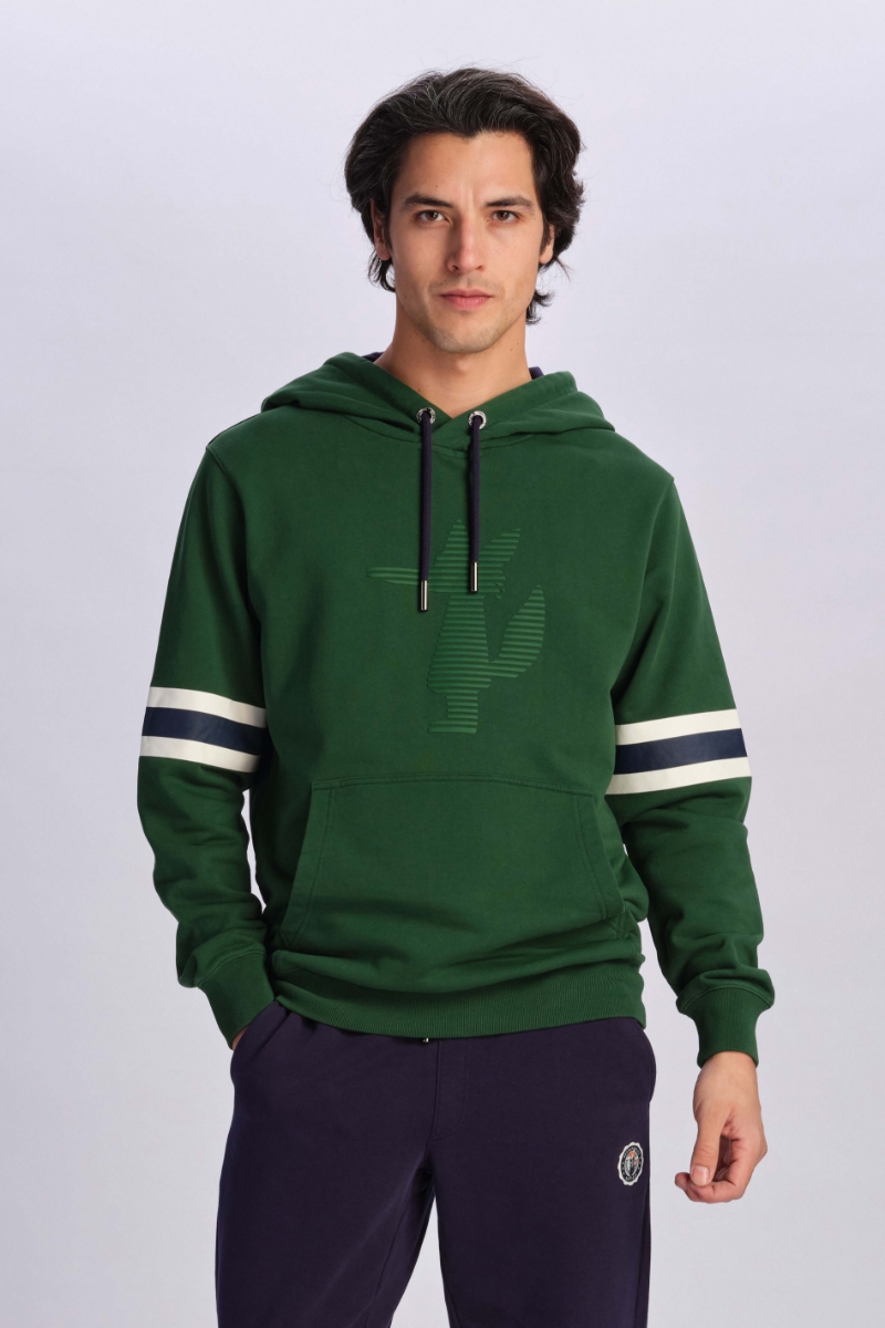 Yeşil Erkek Kapüşonlu Sweatshirt