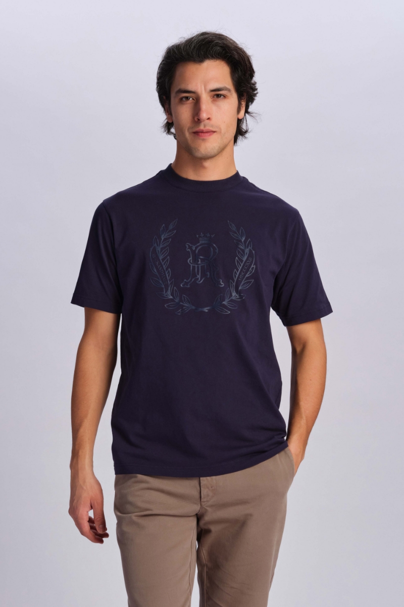 Marineblau Mann T-shirt