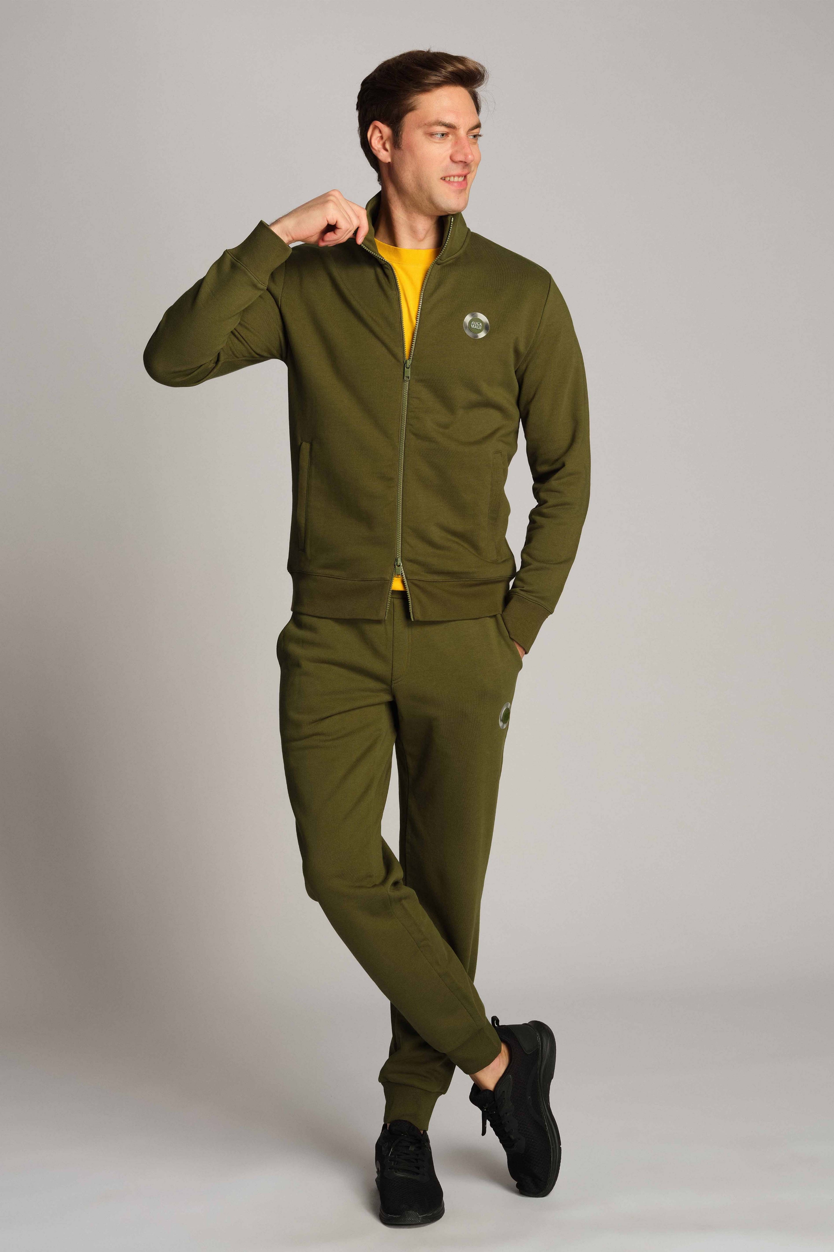 Verde Scuro Uomo Pantaloni İn Felpa