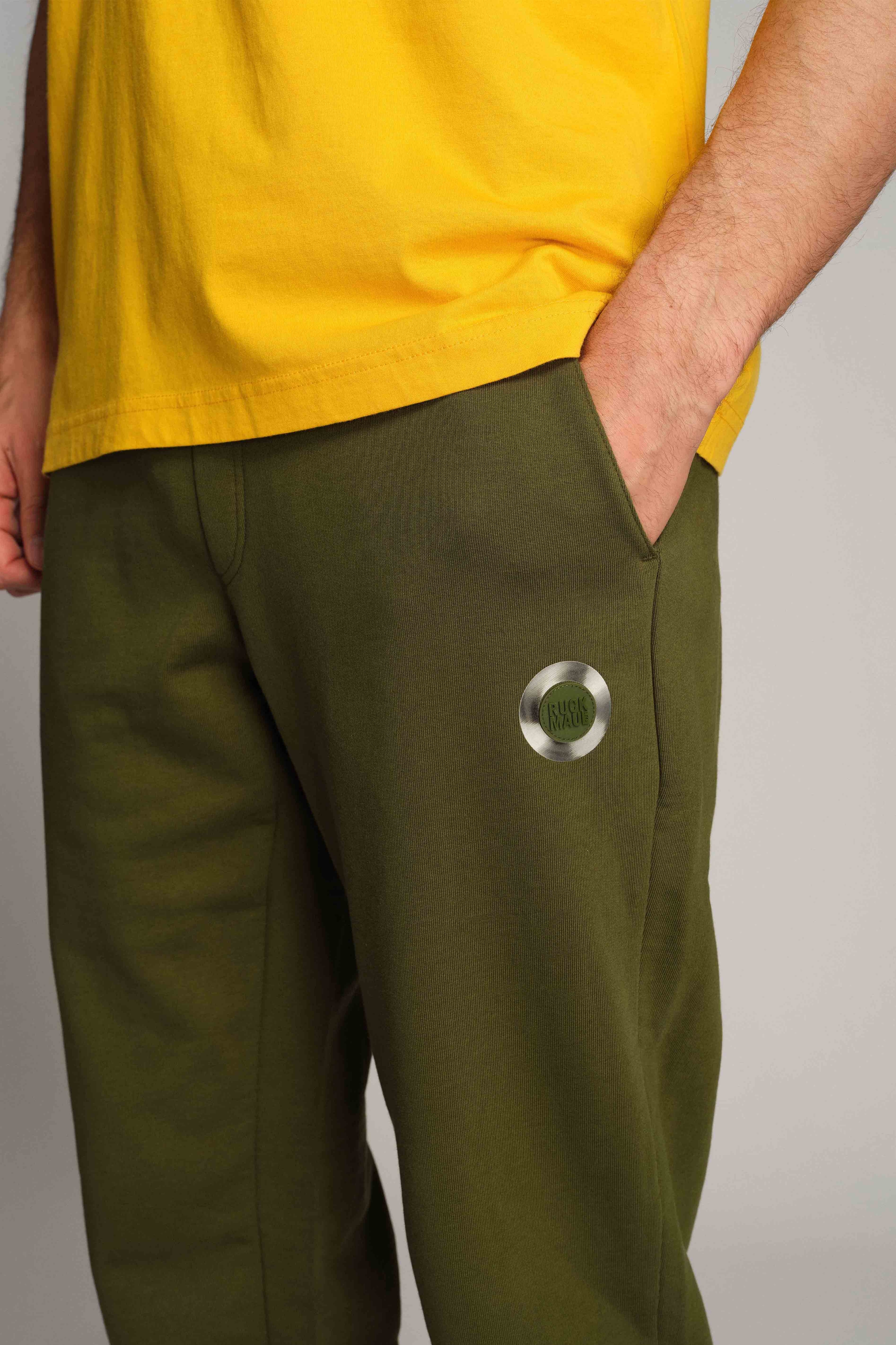 Verde Scuro Uomo Pantaloni İn Felpa