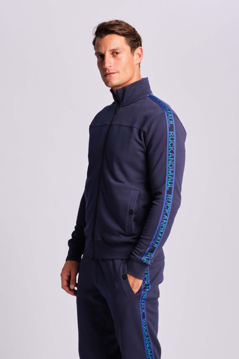 Blu Navy Uomo Giacca İn Felpa