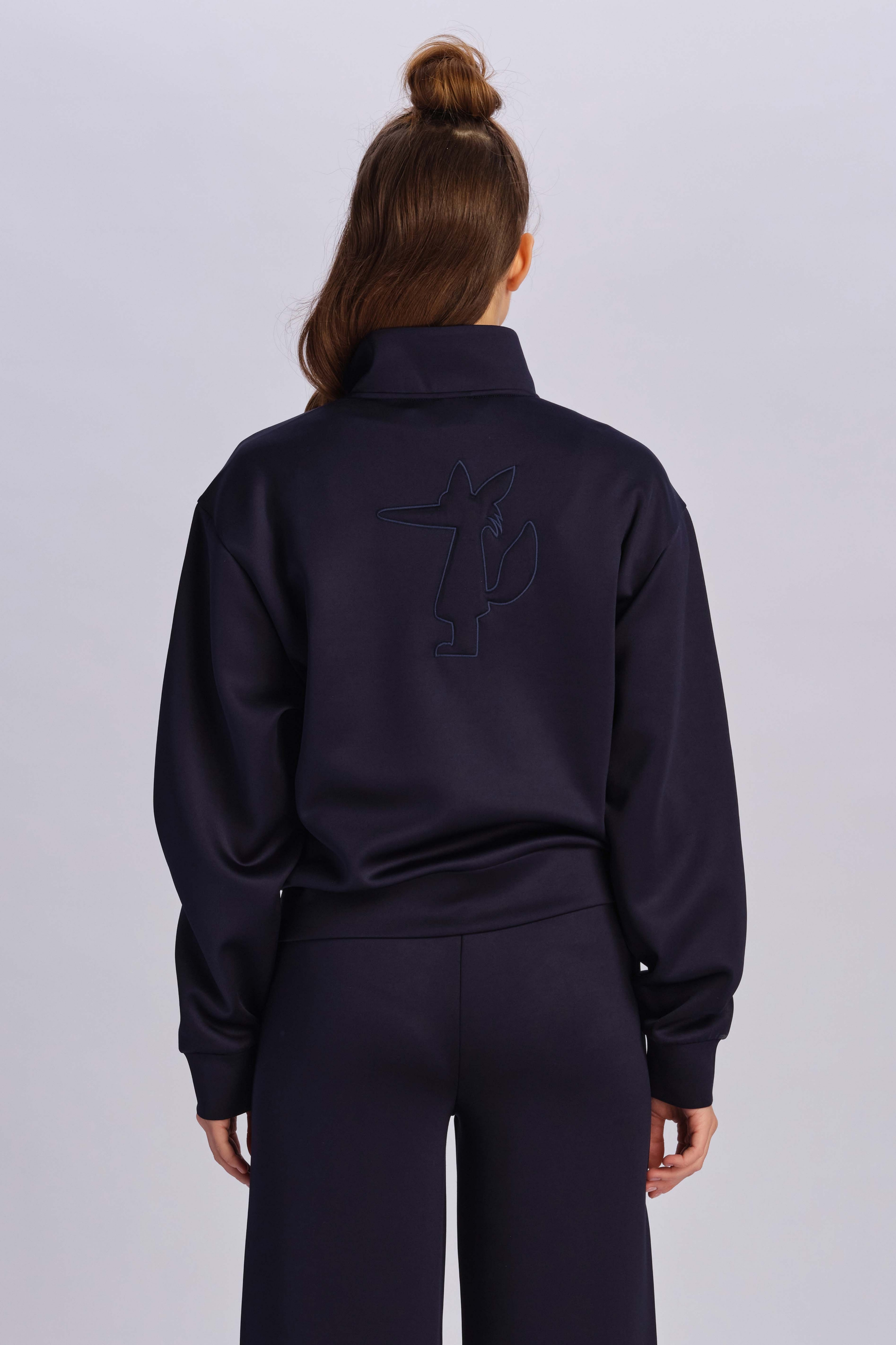 Navy Blue Women Sweat Jacket 