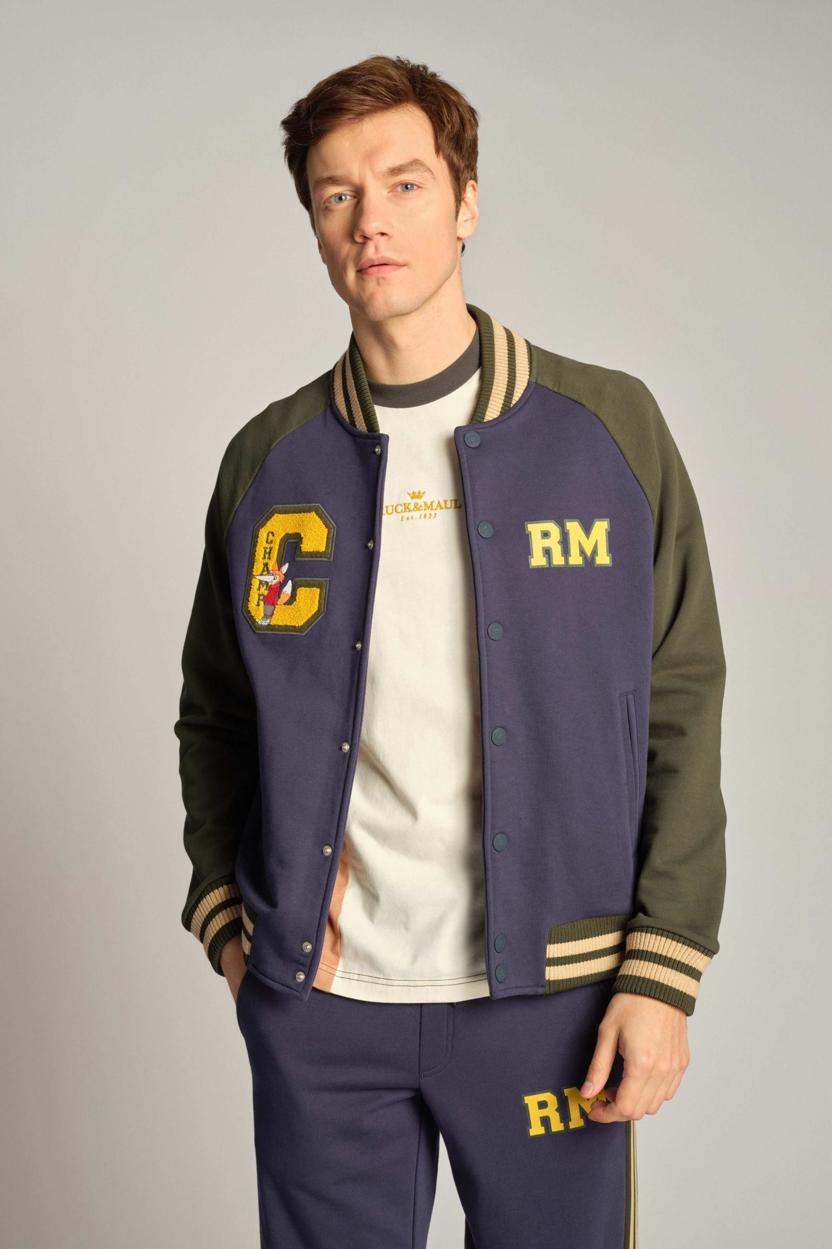 Navy Blue Men College Jacket 