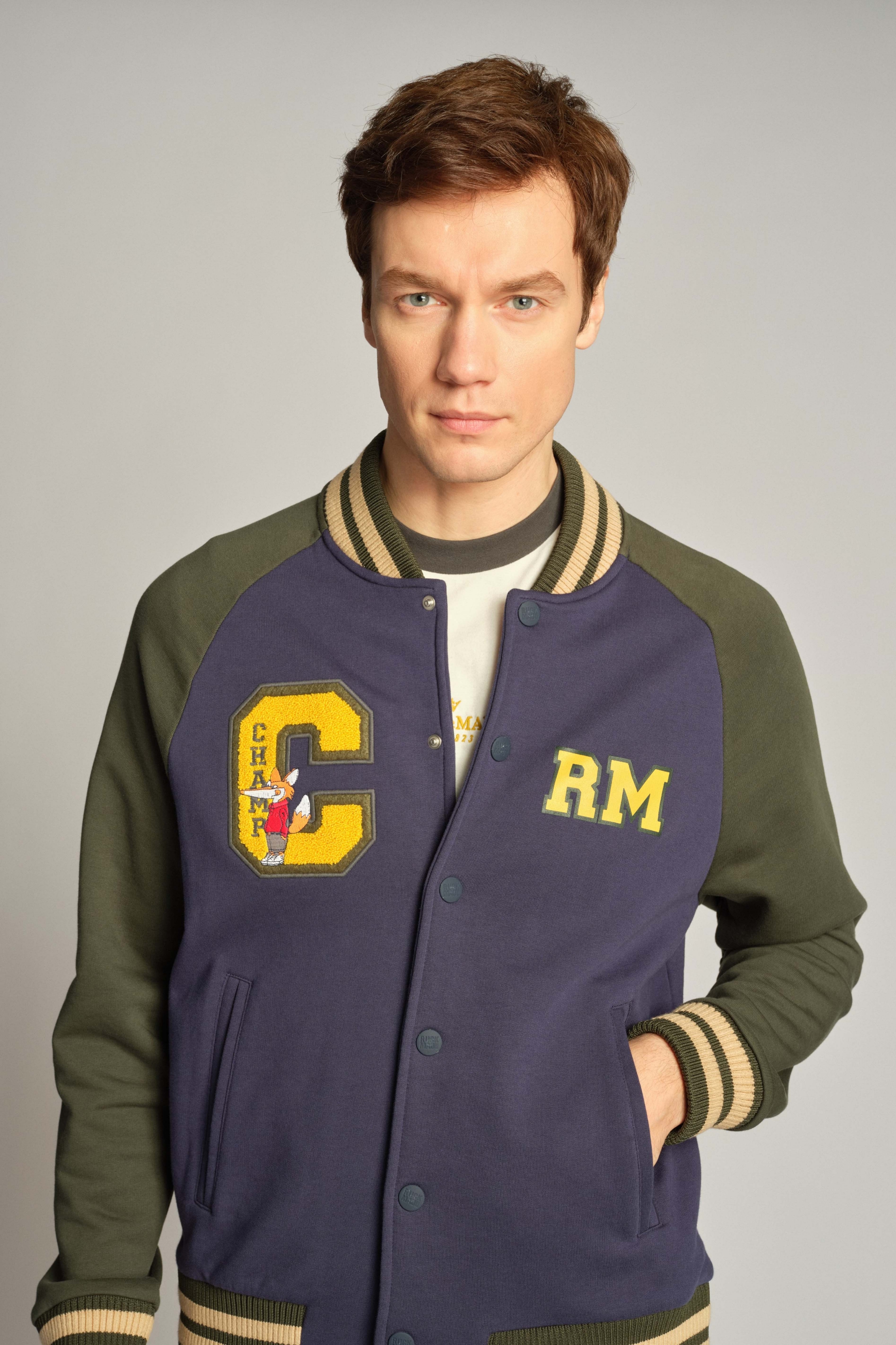 Navy Blue Men College Jacket 