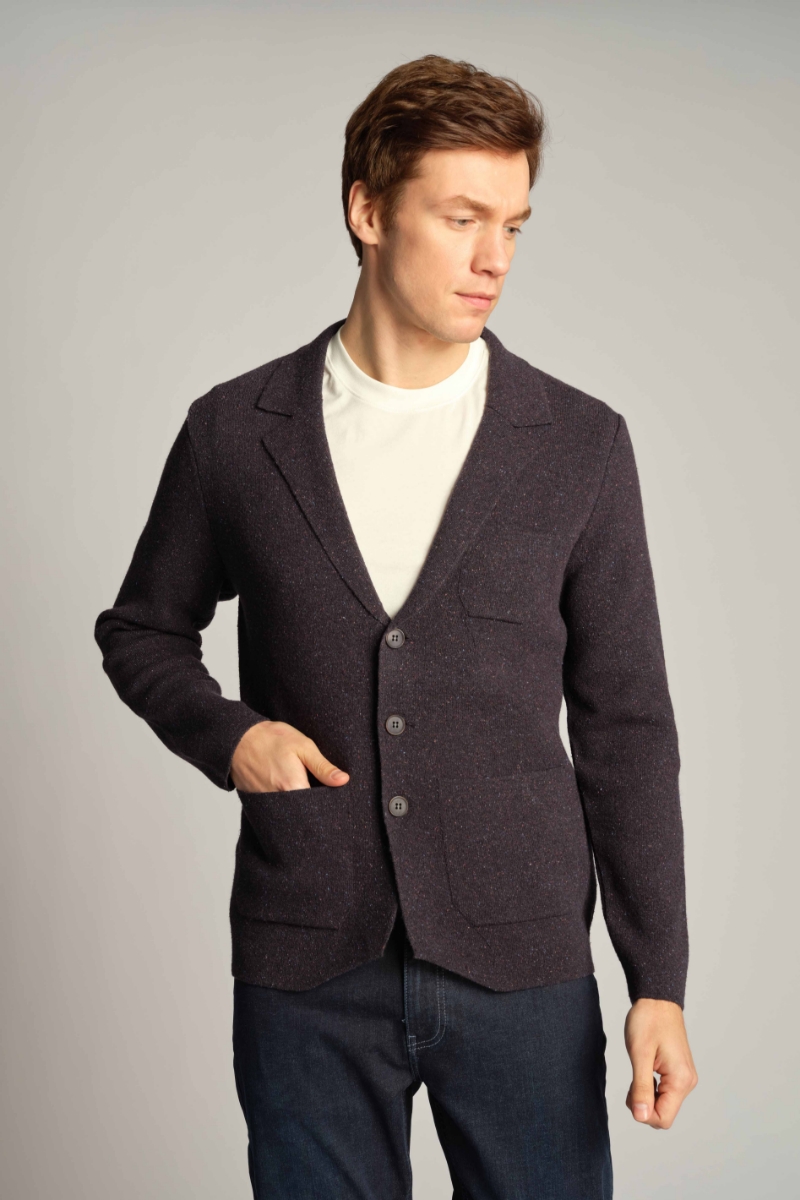 Blu Navy Uomo Cardigan