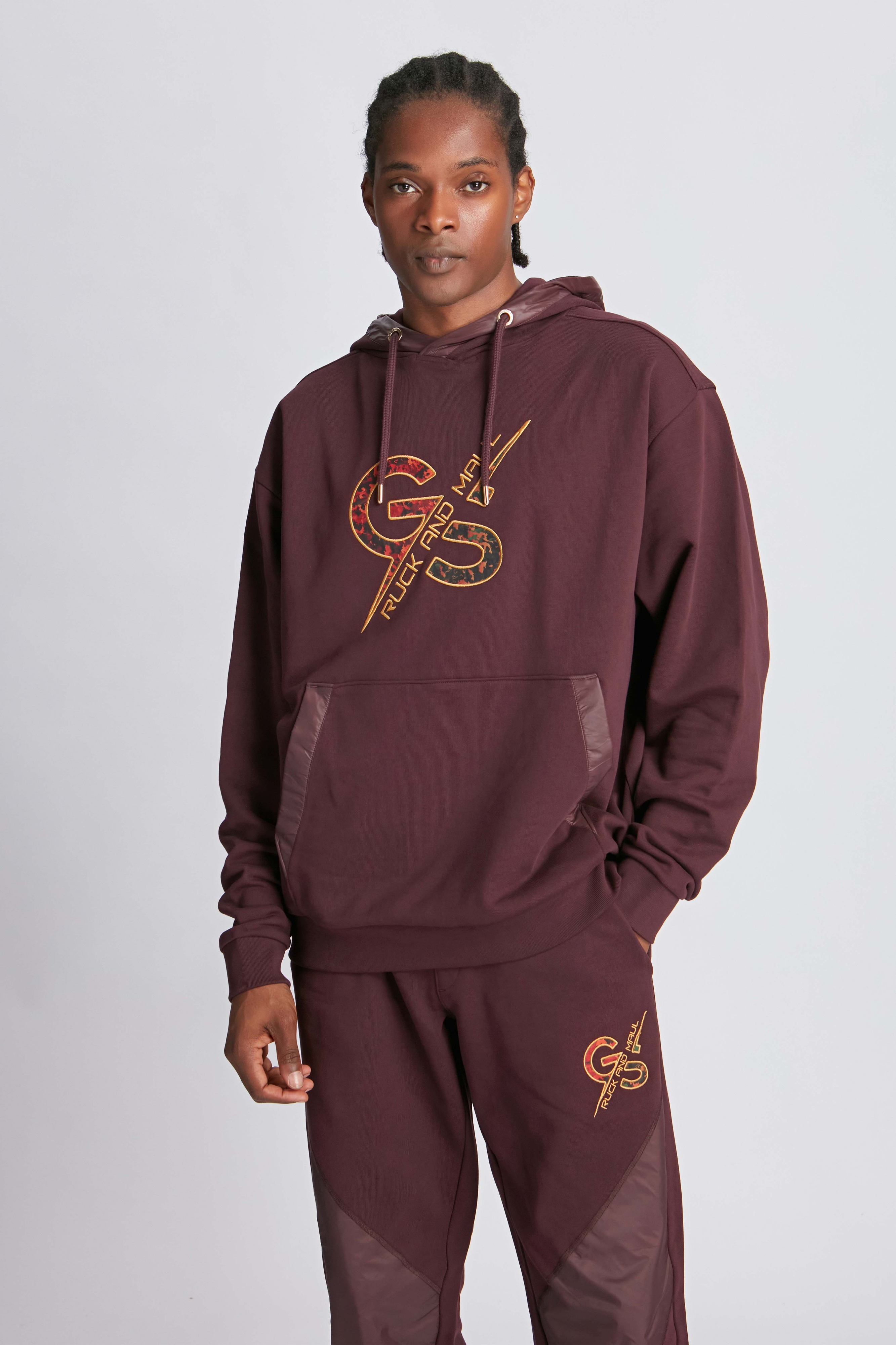 Bordo Erkek Kapüşonlu Sweatshirt