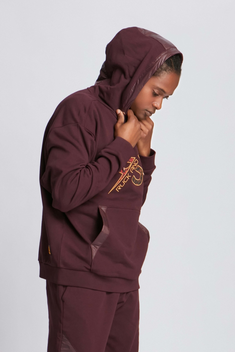 Bordo Erkek Kapüşonlu Sweatshirt