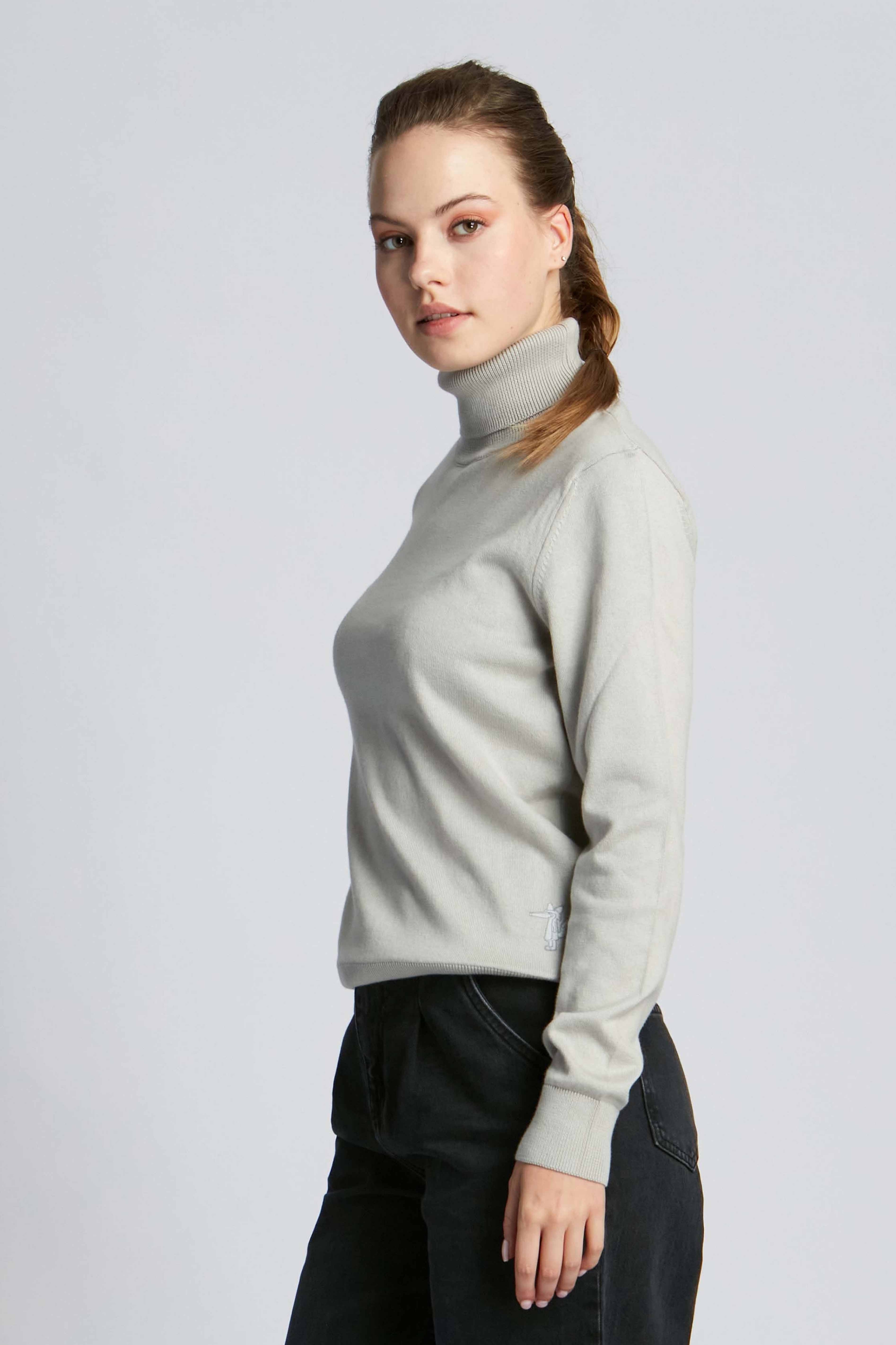 Grigio Chiaro Donna Pullover A Collo Alto