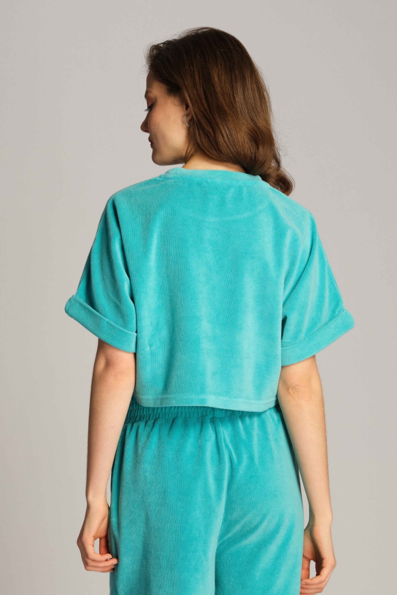 Turquoise Verde Donna Top Cropped