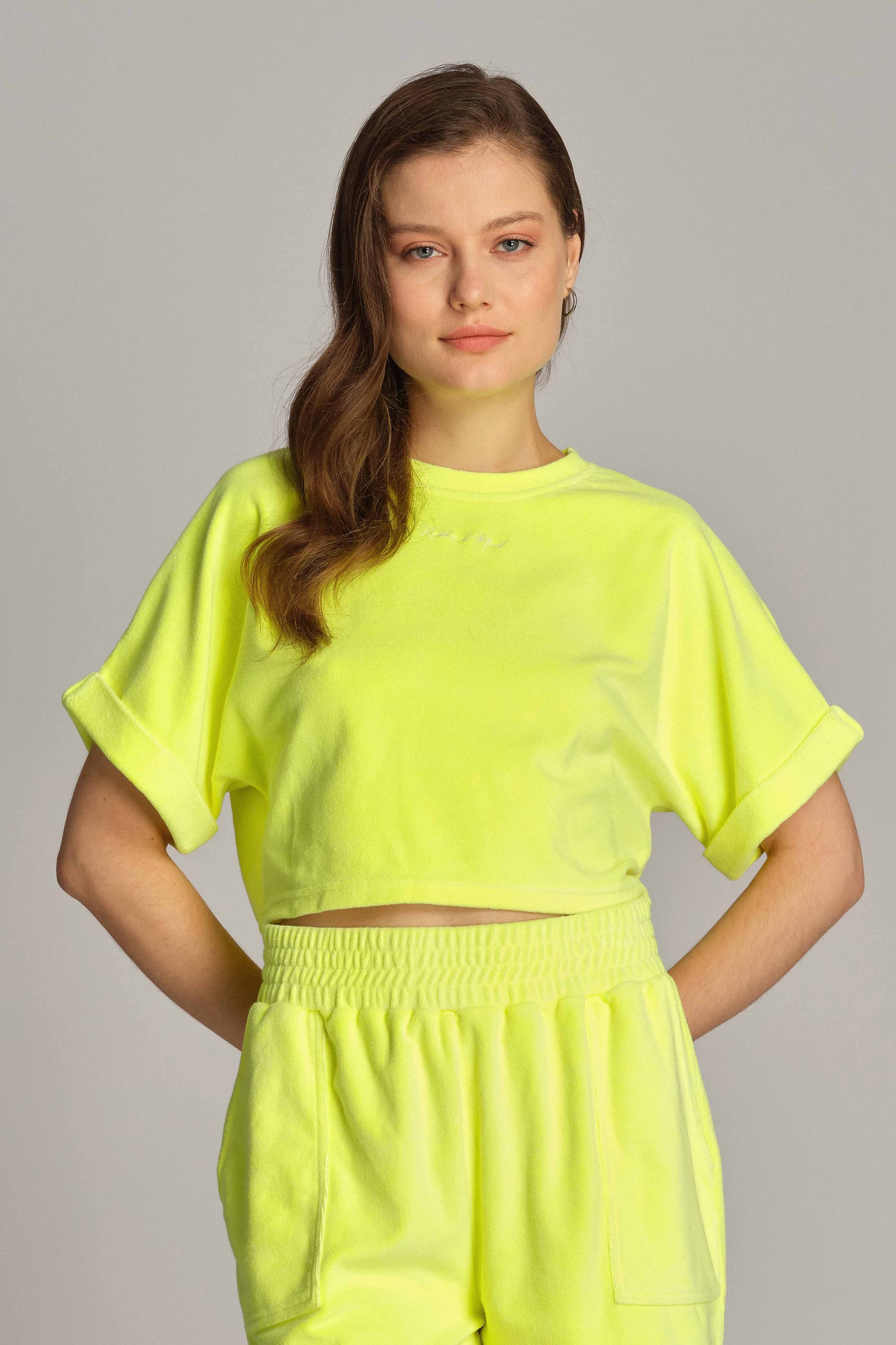 Neon Yellow Women Crop Top 