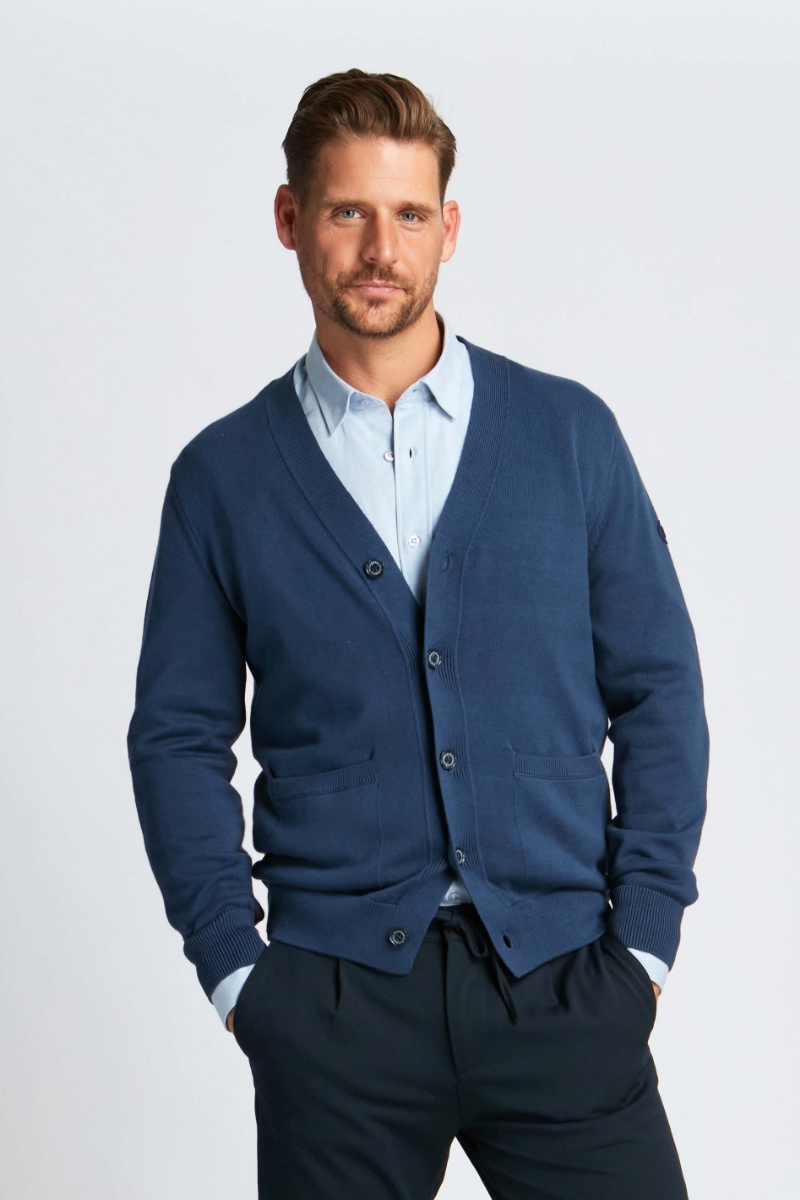 Blau Mann Strickjacke