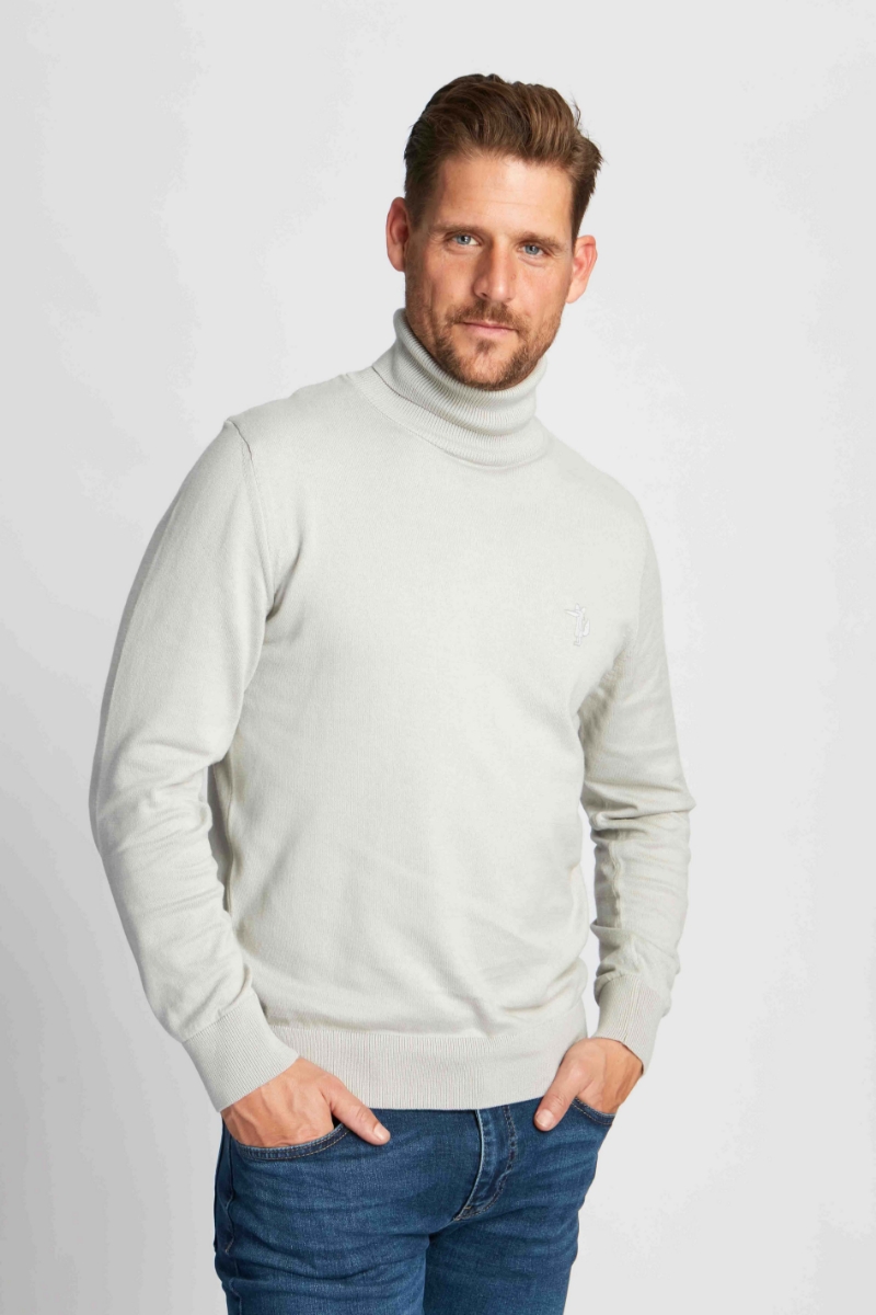 Grigio Chiaro Uomo Pullover A Collo Alto