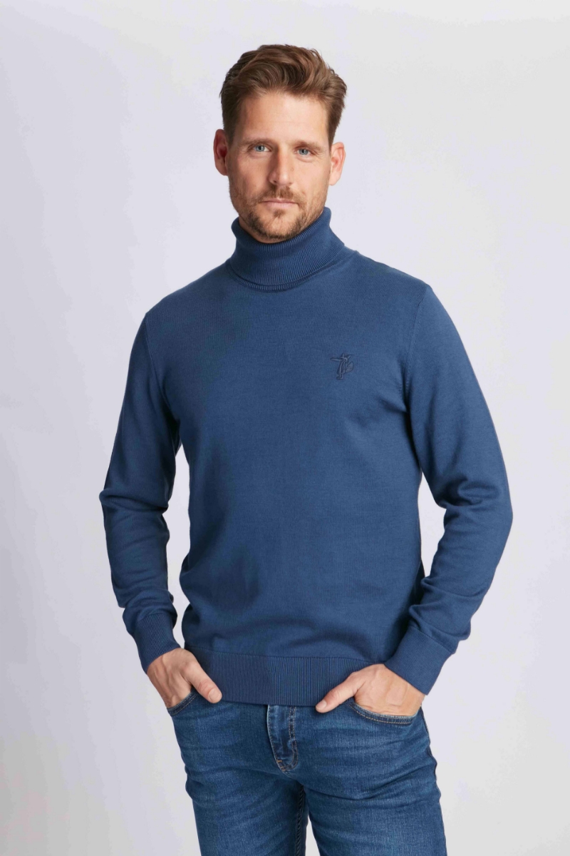 Blu Uomo Pullover A Collo Alto