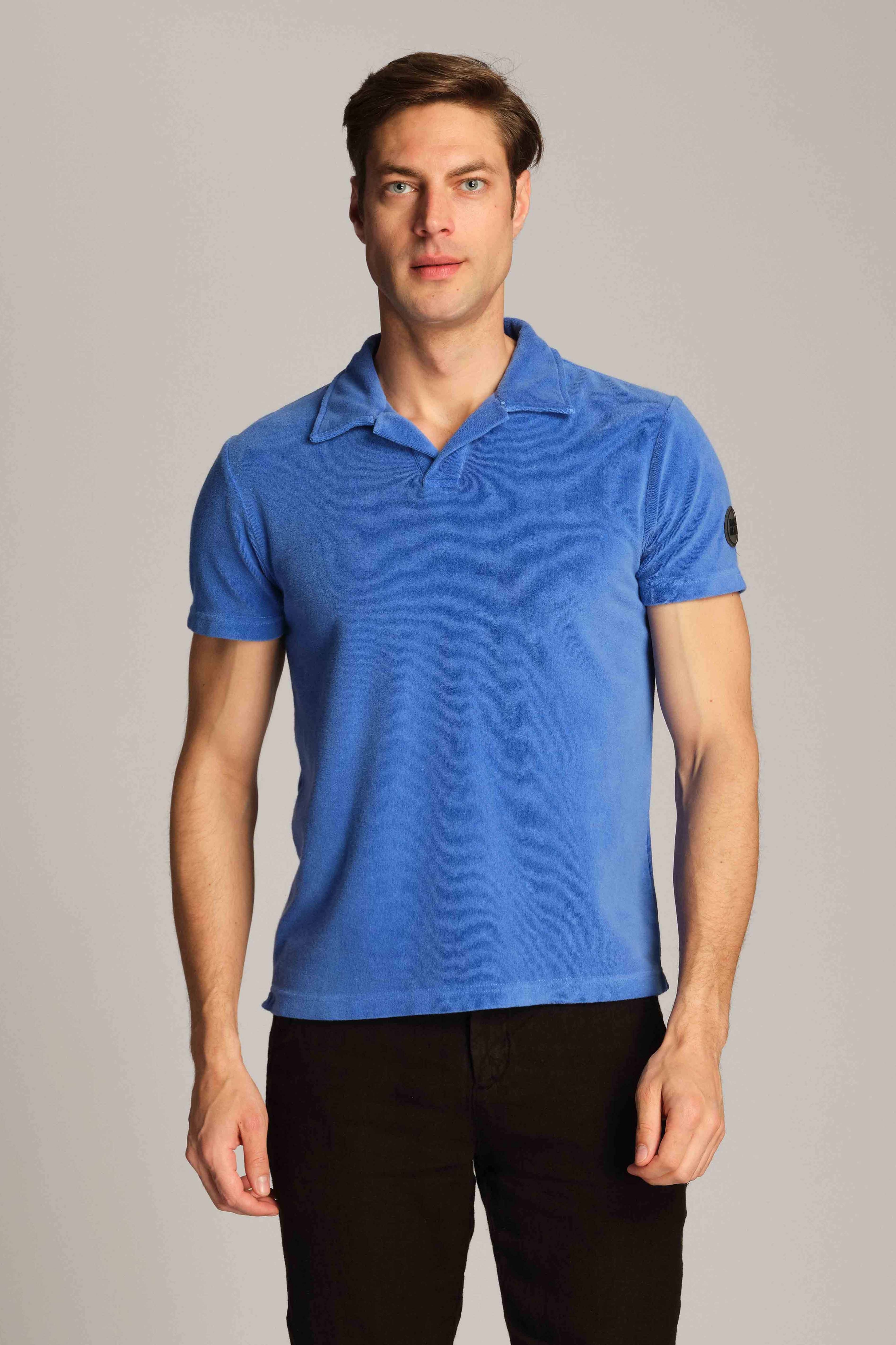 Racing Blue Men Polo T-shirt 