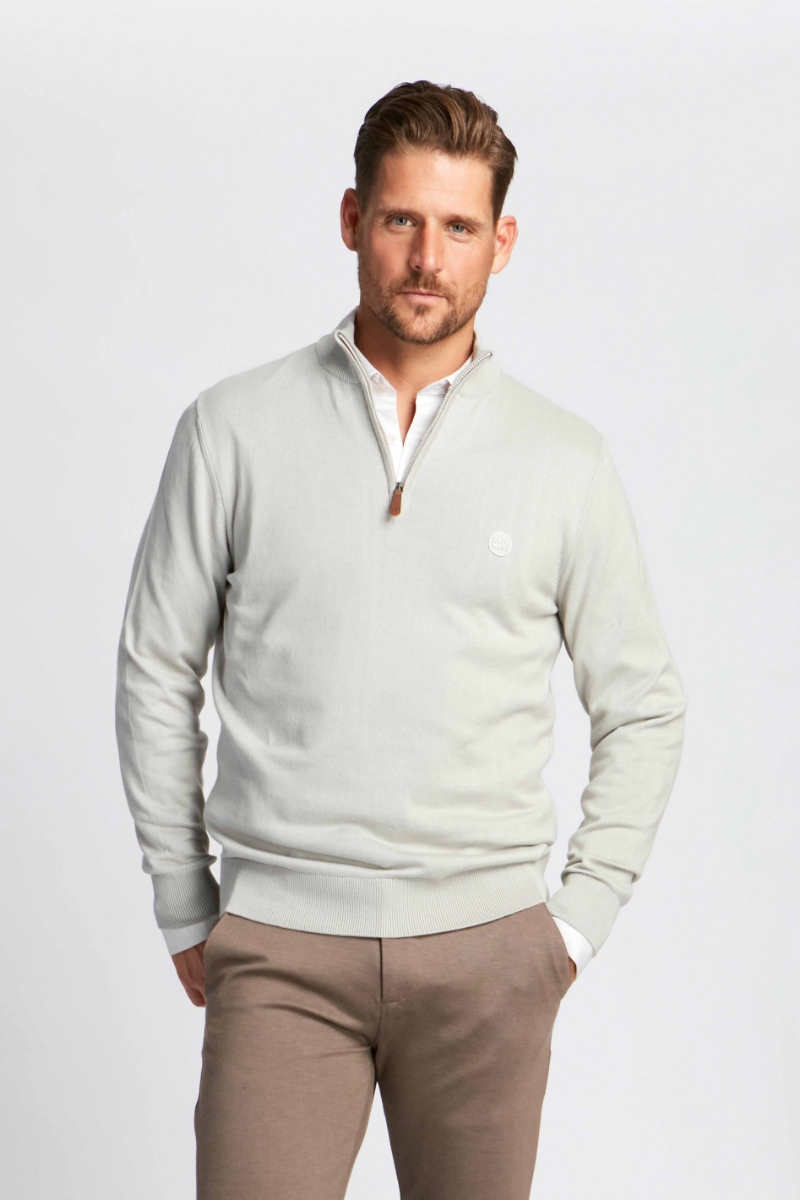 Grigio Chiaro Uomo Pullover Con Mezza Cerniera